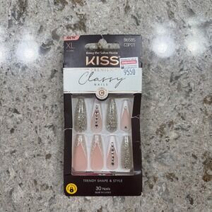 KISS Premium Classy Nails XL Long Gel Glue Included 30 Trendy Shape‎ Style Nails